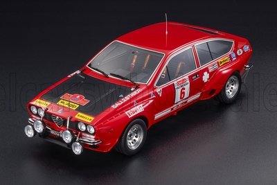 1:18 ALFA ROMEO Alfetta Gt Gr.2 (night Version) №6 Winner Rally Isola D'elba (1975) Amilcare Ballestrieri - Enrico Gigli, Red Black - LS087A