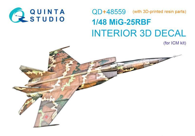 1:48 3D Декаль интерьера кабины МиГ-25РБФ (ICM) (с 3D-печатными деталями) - QD+48559