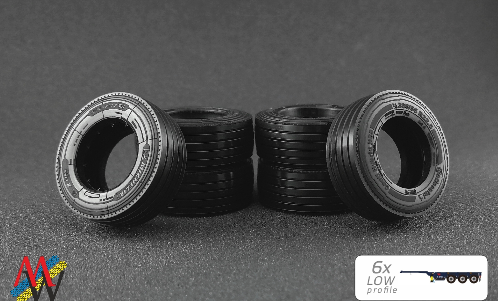 1:50 Комплект покрышек Прицеп низкий профиль 6x Low Profile - XR-300
