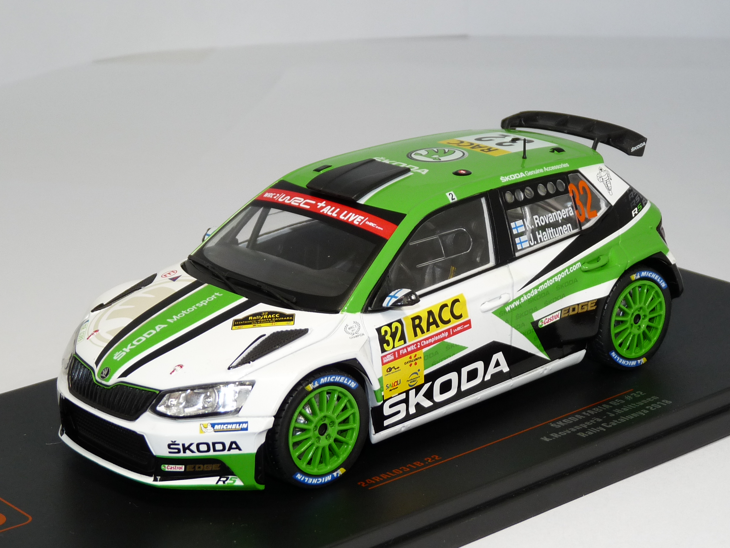 1:24 SKODA Fabia R5 #32 'Skoda Motorsport' Rovanpera/Halttunen 12 место Rally Catalonia (2018) - 24RAL031B