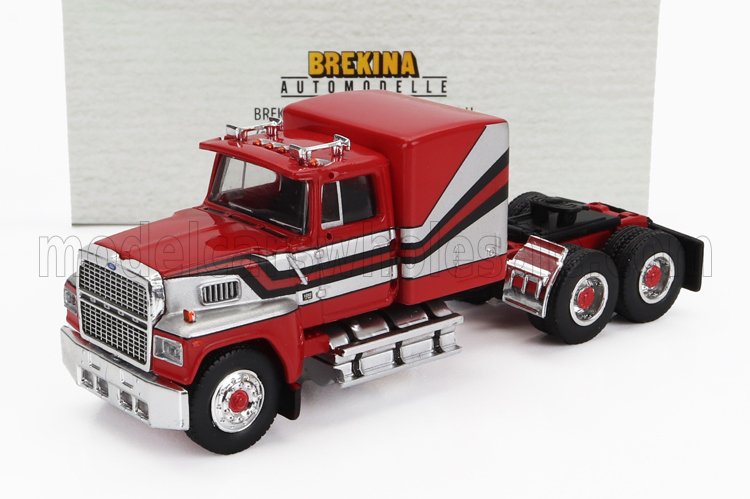 1:87 FORD 9000 Tractor Truck 3-assi (1986), Red Silver - 85875