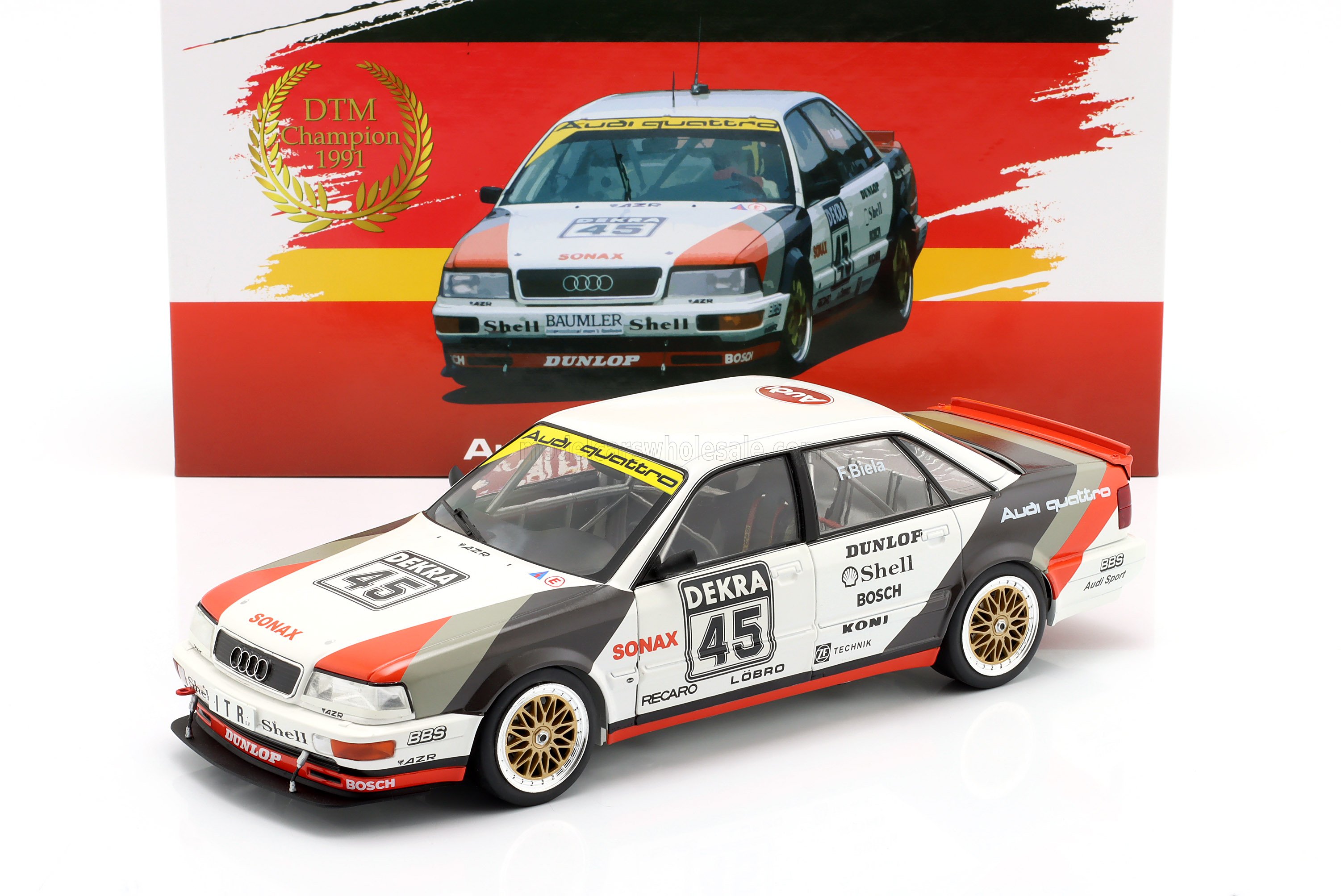 1:18 AUDI V8 Quattro Team Azr N 45 Champion Dtm Season (1991) Frank Biela, White Red Black - W1801508C