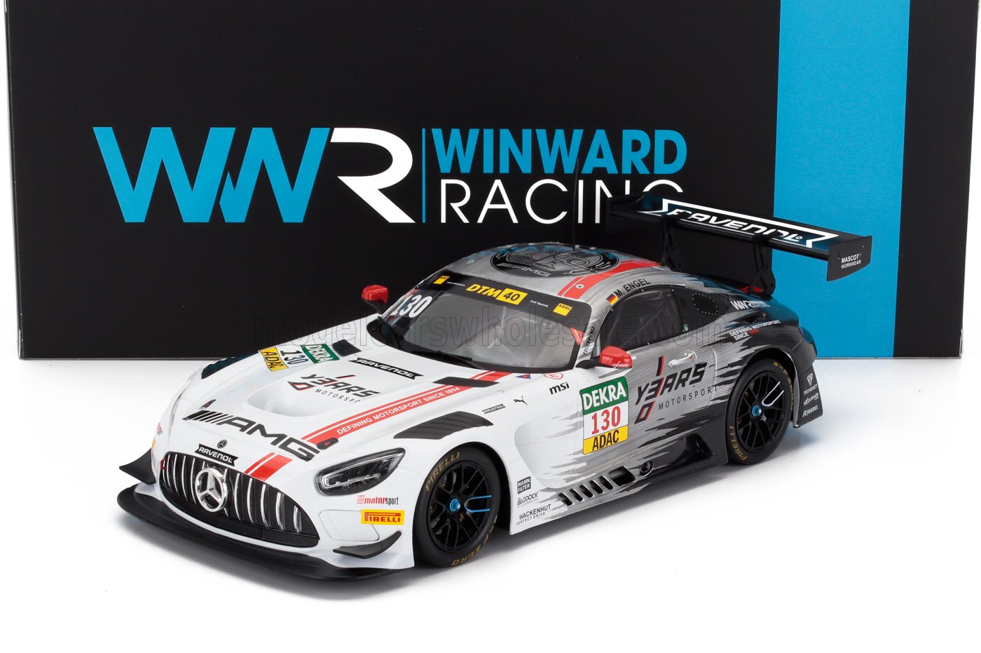 1:18 MERCEDES-BENZ Amg Gt3 Evo 6.2l V8 Team Winward №130 Dtm Season (2024) Maro Engel, White Grey - WWR-I-AMG-24-18130-DTM