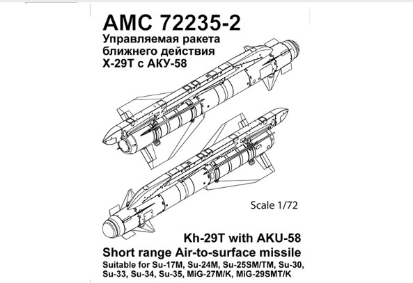 1:72 Набор для доработки Советская / российская ракета класса воздух-поверхность Х-29Т с пилоном АКУ-58 (NATO AS-14 Kedge B) - AMC72235-2