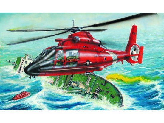 1:48 Сборная модель Американский спасательный вертолет US HH-65A Dolphin - 02801