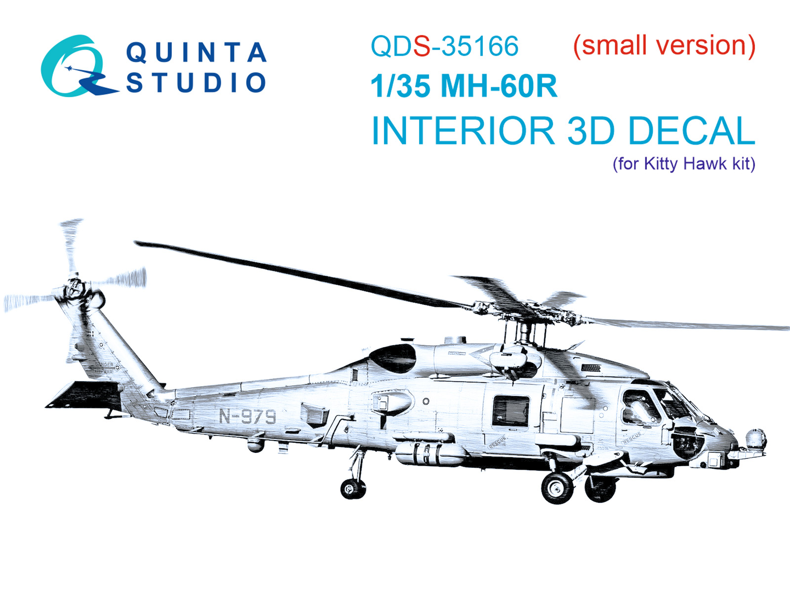 1:35 3D Декаль интерьера кабины МН-60R Seahawk (Kitty Hawk) (малая версия) - QDS-35166