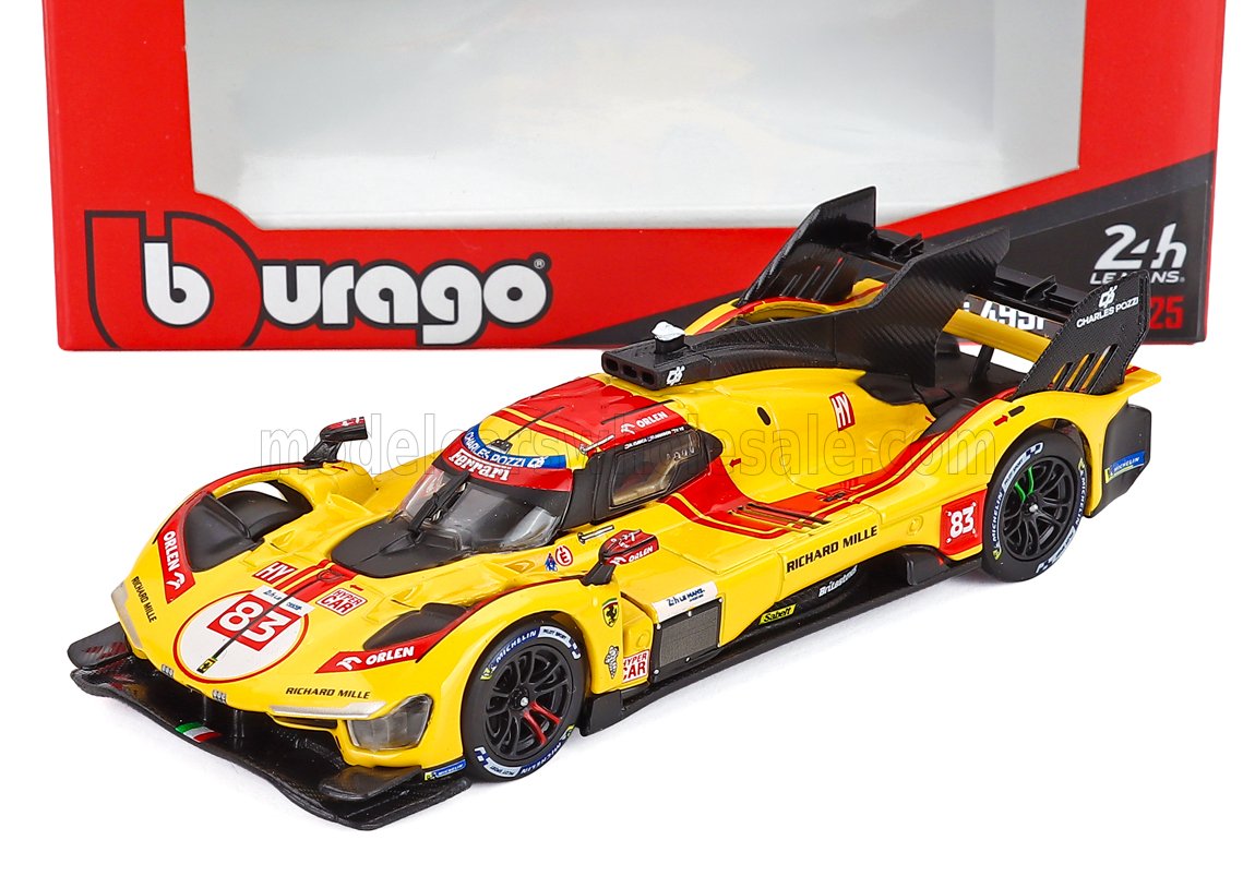 1:43 FERRARI 499p 3.0l Turbo V6 Team Af Corse N 83 Winner 24h Le Mans (2025) Robert Kubica - Phil Hanson - Yifei Ye, Yellow Red - 36321-02612