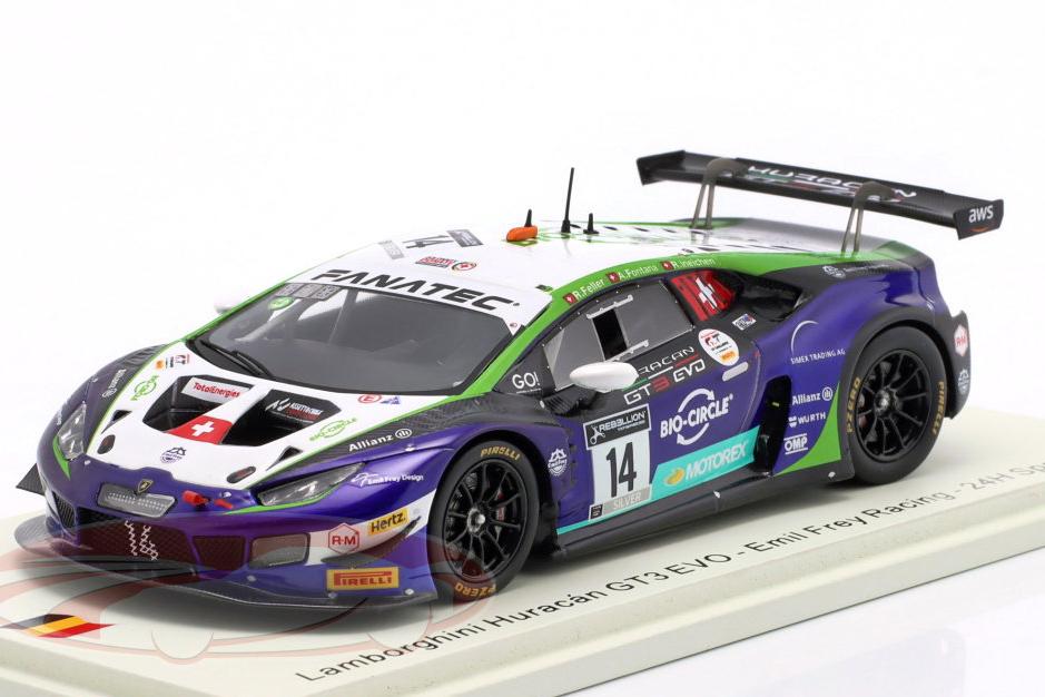 1:43 LAMBORGHINI Huracán GT3 Evo №14 Team Emil Frey Racing 24h Spa Ricardo Feller, Alex Fontana, Rolf Ineichen (2021) - SB455