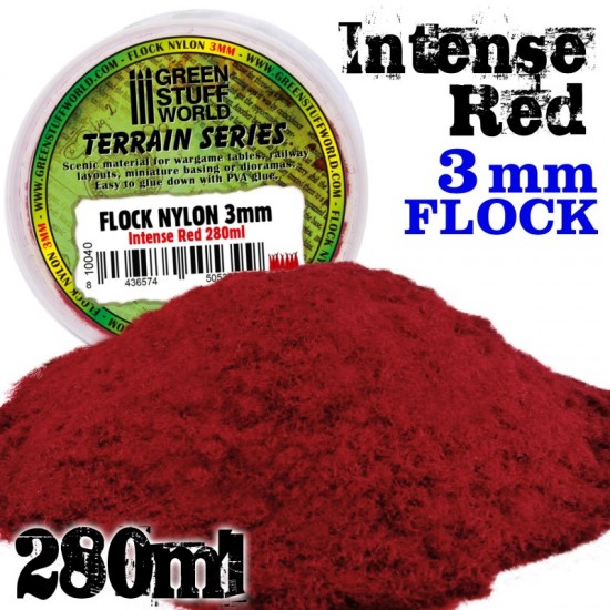 Интенсивно красная трава 3 мм, 280 мл / Static Grass Flock - Intense Red 3 mm - 280 ml - 10040