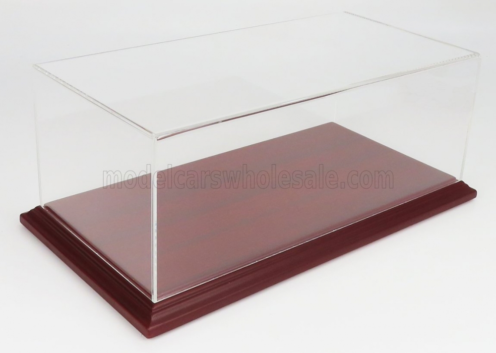 1:18 VETRINA DISPLAY BOX Aichi Base In Legno - Wood Mahogany Base - Lungh.lenght Cm 32.5 X Largh.width Cm 16.5 X Alt.height Cm 12.5 (altezza Interna 12 Cm ), Plastic Display - ATL10057
