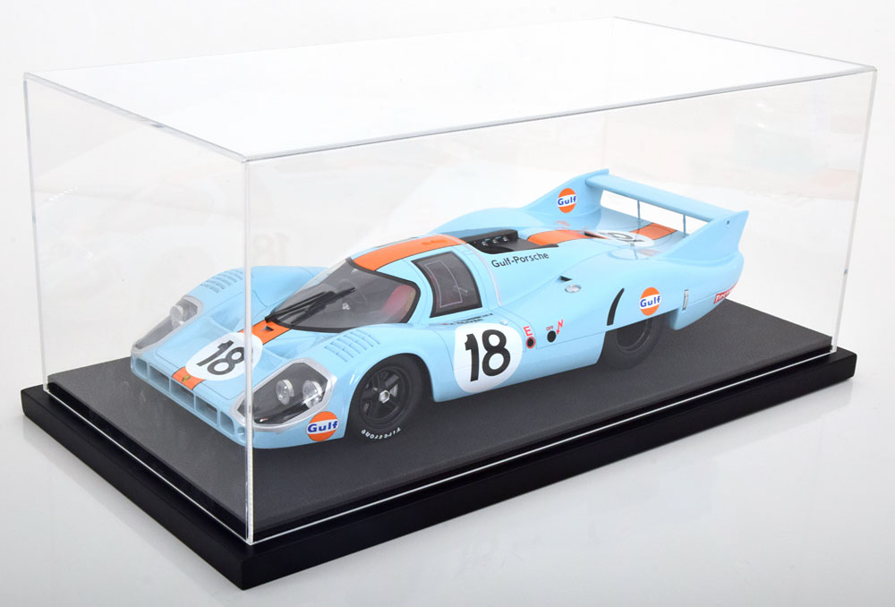 1:12 VITRINE Luxus-Version mit Kunstleder auf MDF-Bodenplatte stackable, Maße: Länge 48cm, Tiefe 25cm, Höhe 21cm, black - JC-L12BK