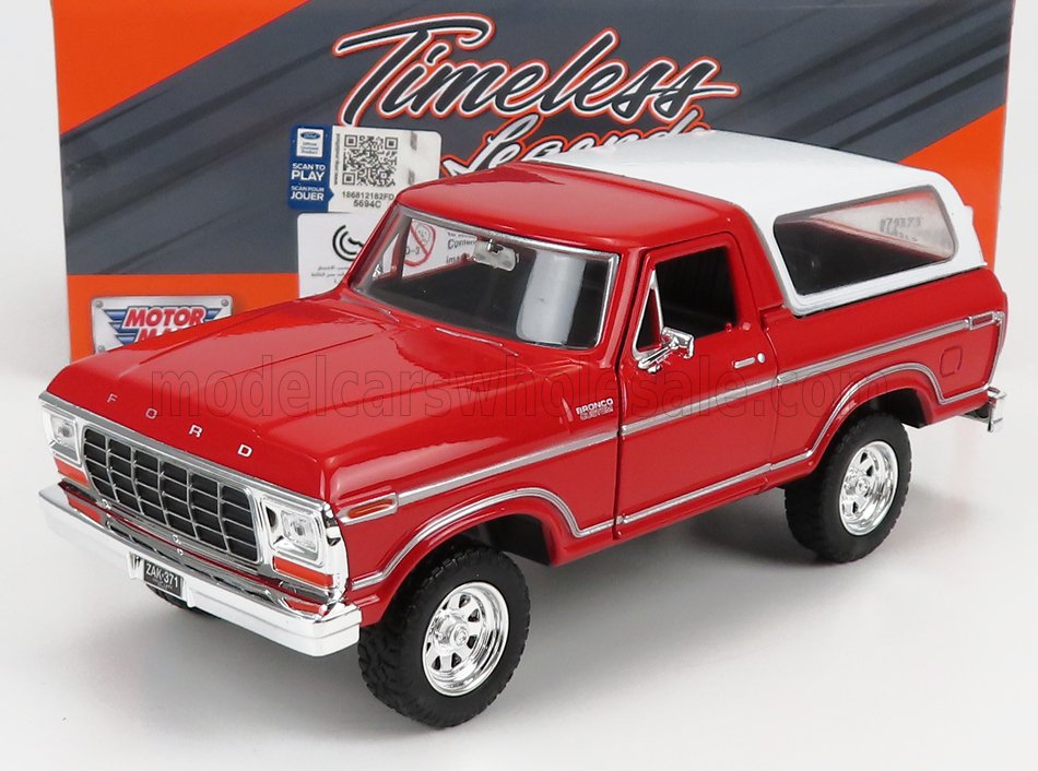 1:24 FORD Bronco Hard-top Closed (1978), Red White - 79373R