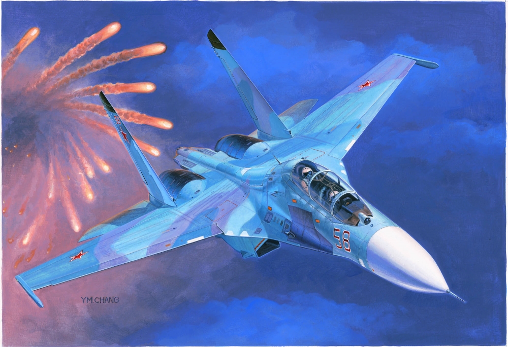 1:72 Сборная модель Советский учебно-боевой истребитель Су-27УБ - 01645