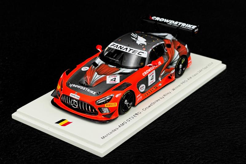 1:43 MERCEDES-BENZ Amg Gt3 Evo 6.2l V8 Team Crowdstrike Riley №4 Winner Pro-am Class 24h Spa (2024) George Kurtz - Ian James - Nicky Catsburg - Colin Braun, Orange Grey - SB804