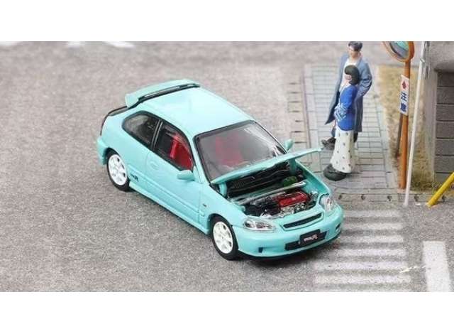 1:64 Honda EK9 with opening hood, baby blue - FH037