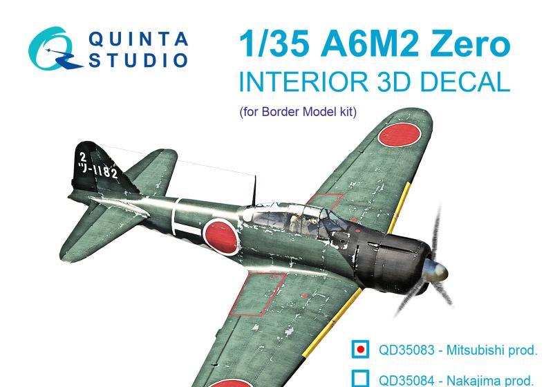 1:35 3D Декаль интерьера кабины A6M2 Zero (пр-ва Mitsubishi) (Border Model) - QD35083