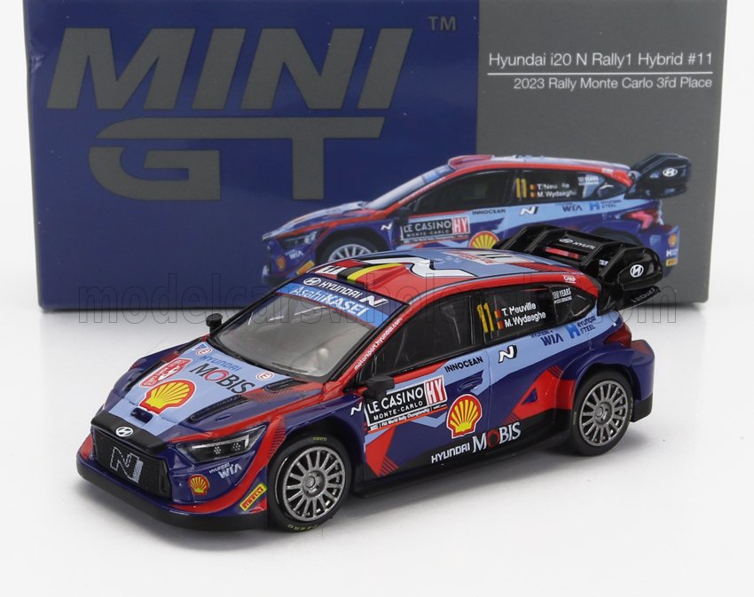 1:64 HYUNDAI I20 N Rally1 Team Shell Mobis Wrt №11 3rd Rally Montecarlo (2023) Thierry Neuville - Martijn Wydaeghe, 2 Tone Blue Red - MGT00710-L