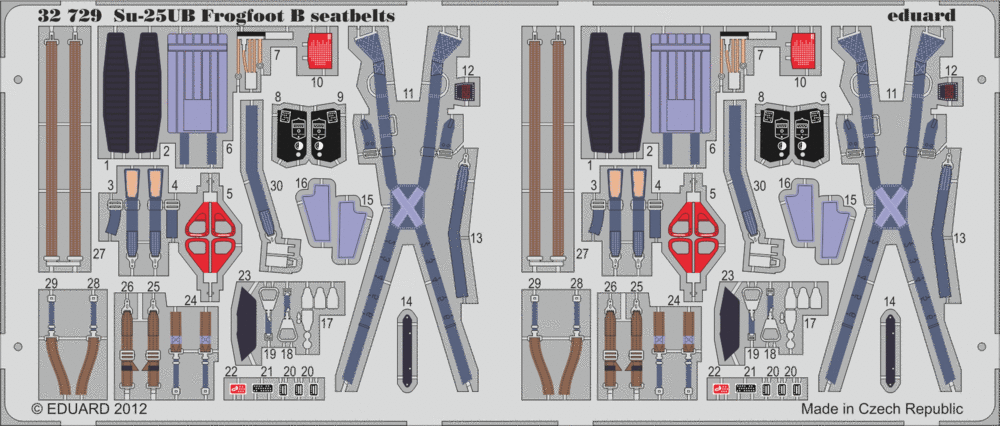 1:32 Фототравление привязные ремни Su-25UB Frogfoot B seatbelts - 32729