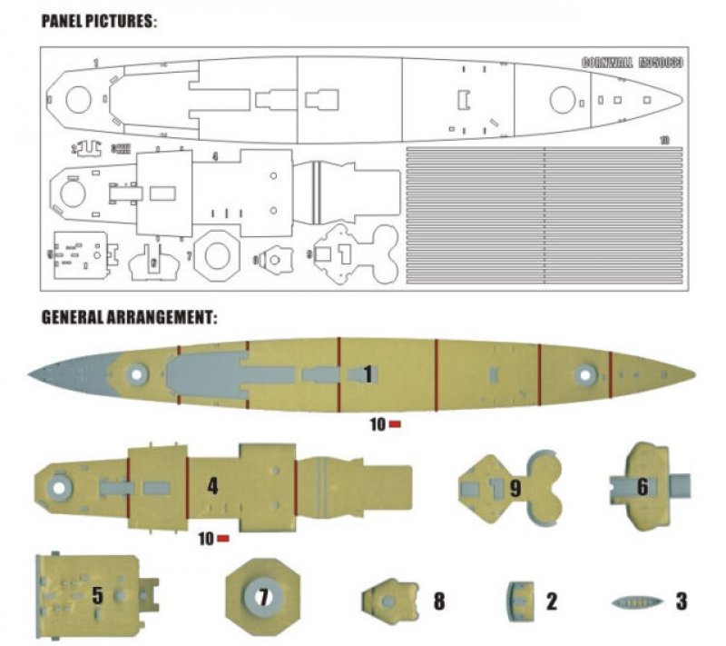 1:350 Маска окрасочная HMS CORNWALL (Trumpeter 05353) - M350033