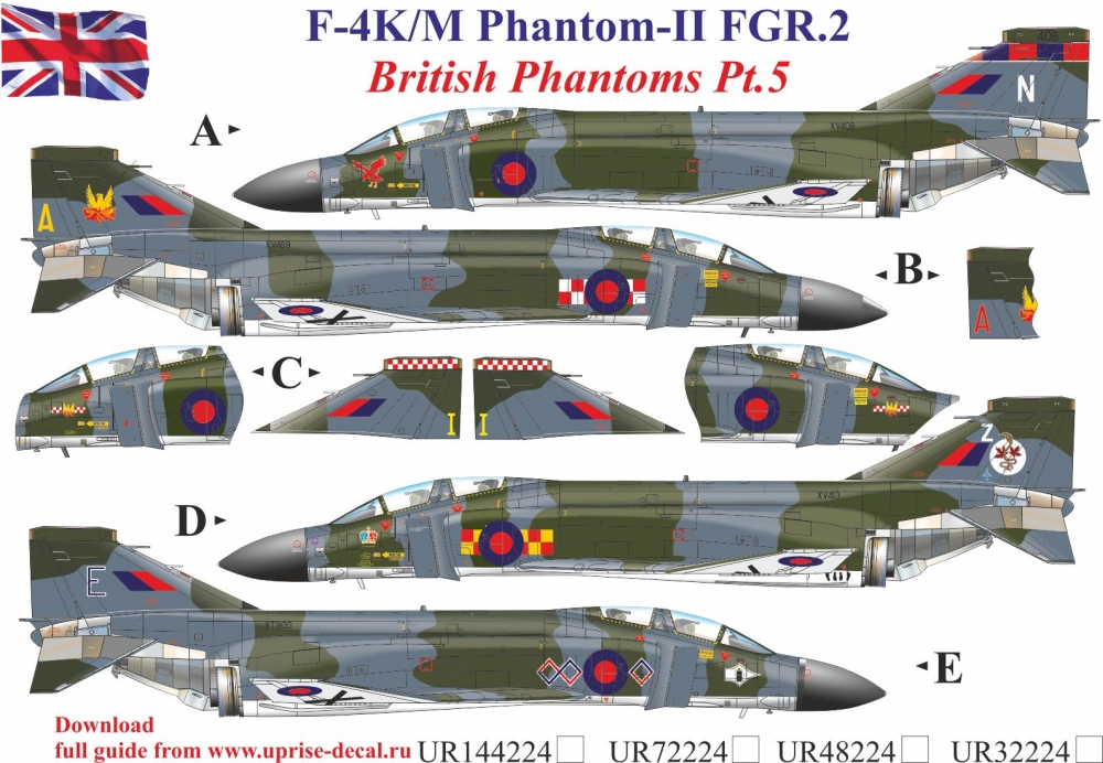 1:48 Декаль для F-4M Phantom-II FGR.2, British Phantoms Pt.5 - UR48224