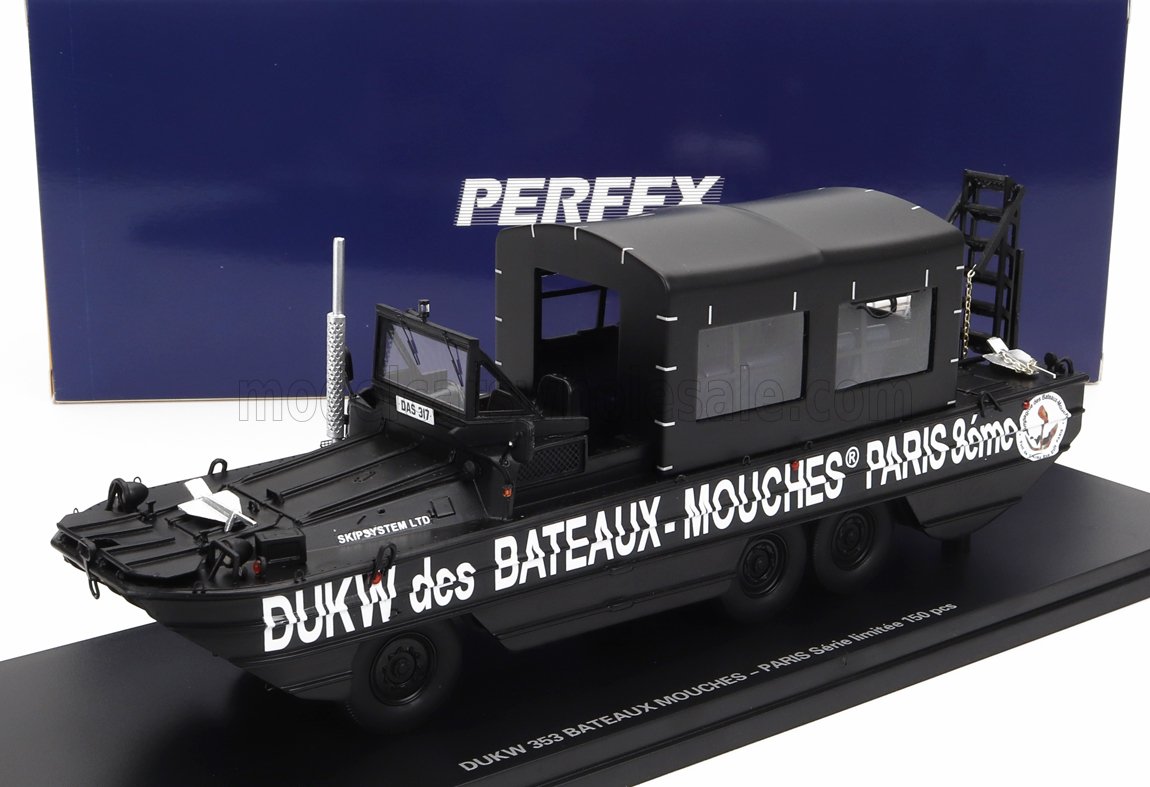 1:43 GMC Dukw Cckw 353 Truck Boat Bateaux Mouches Paris Anfibio Gommato 3-assi (1965), Black - PE334
