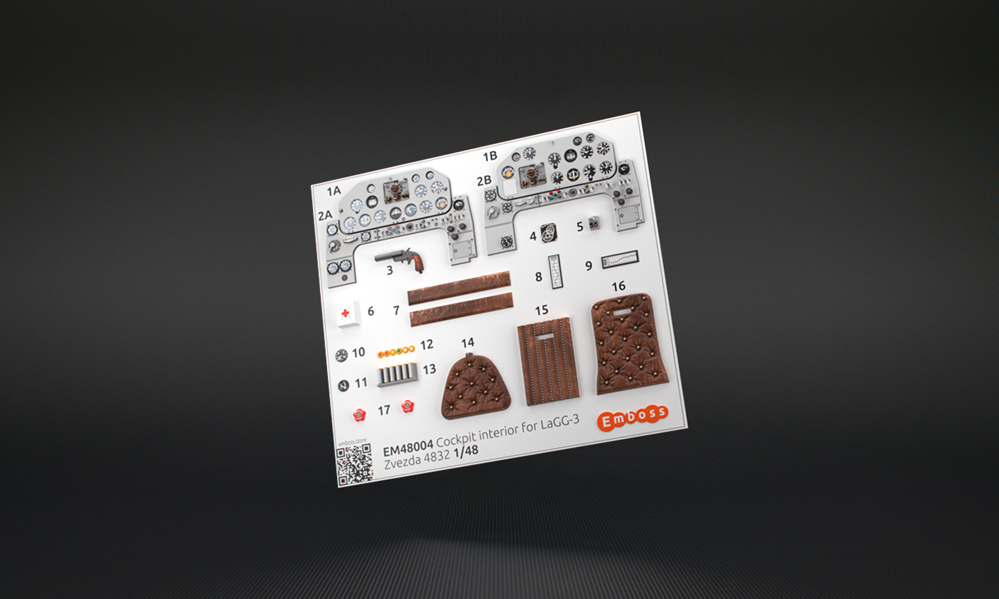 1:48 3D декаль Детали кабины ЛаГГ-3 для модели Звезда 4833 - EM48004