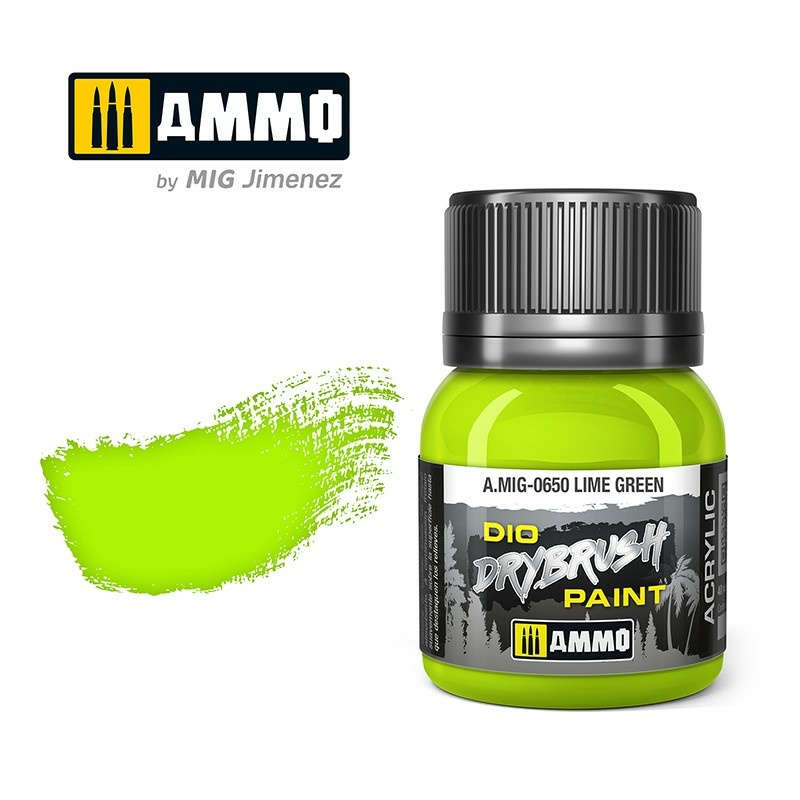 Краска акриловая для техники сухой кисти DRYBRUSH Лаймово-зелёный, 40мл - AMIG0650