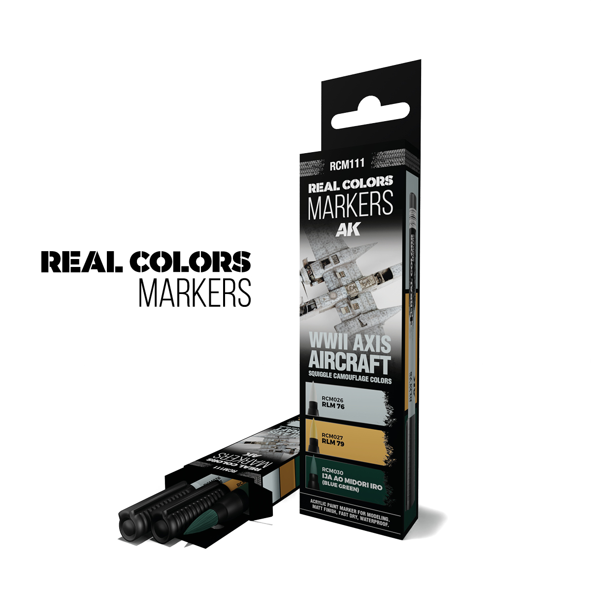 Набор акриловых маркеров серии RC 'Цвета самолетов Axis времен 2МВ' / WWII AXIS AIRCRAFT SQUIGGLE CAMOUFLAGE COLORS – RC MARKERS SET - RCM111