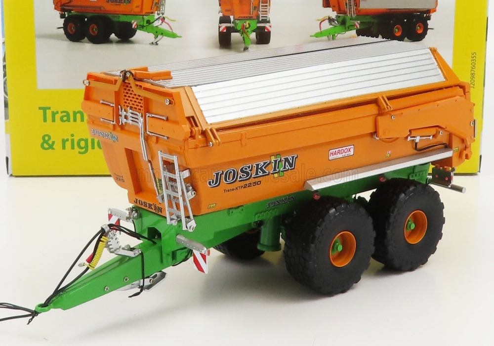 1:32 JOSKIN Silo-cargo Transktp 22/50 Closed Trailer For Tractor (2004), Orange Silver Green - UH6354