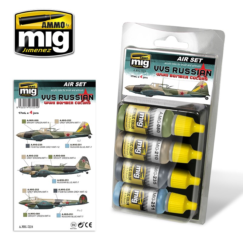 Набор акриловых красок VVS RUSSIAN WWII BOMBER COLORS - AMIG7224