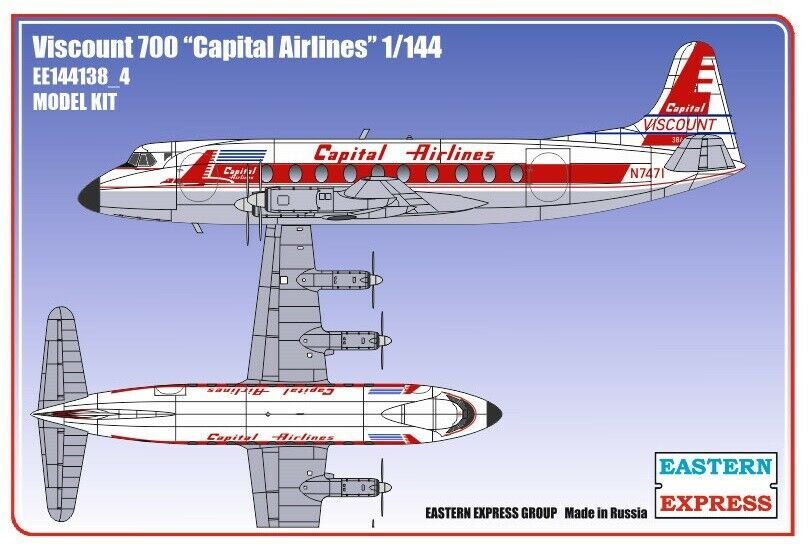 1:144 Сборная модель Гражданский авиалайнер Viscount 700 Capital Air - 144138-4