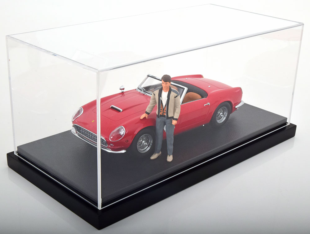 1:18 VITRINE Luxus-Version mit Kunstleder auf MDF-Bodenplatte stackable, Maße: Länge 35,5cm, Tiefe 17cm, Höhe 15,8cm, black - JC-L18BK