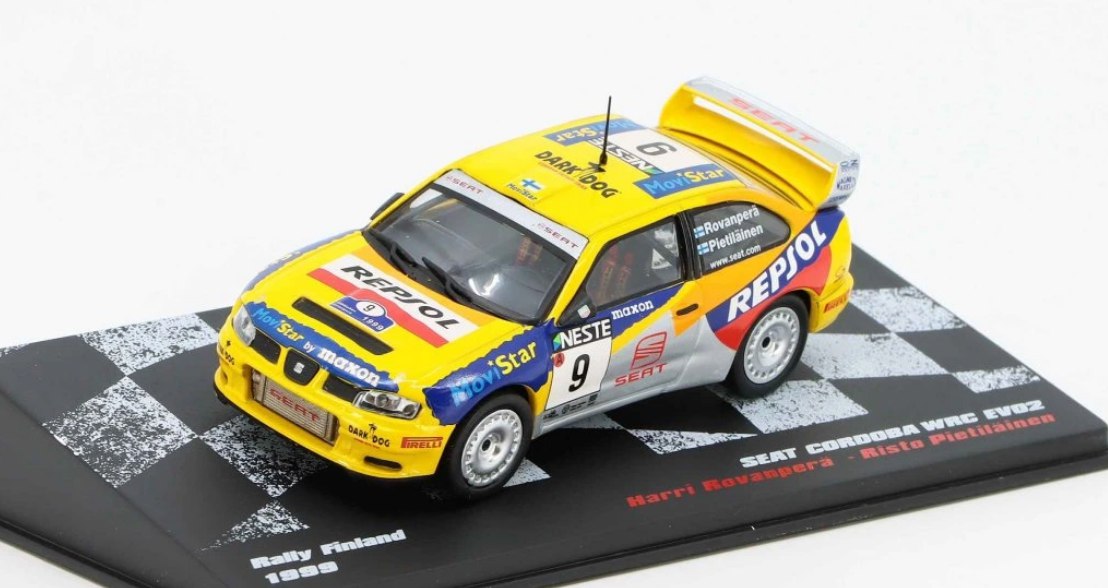 1:43 SEAT Cordoba WRC EVO2 #9 1999 Harri Rovanpera-Risto Pietilainen, yellow - RALLYC073