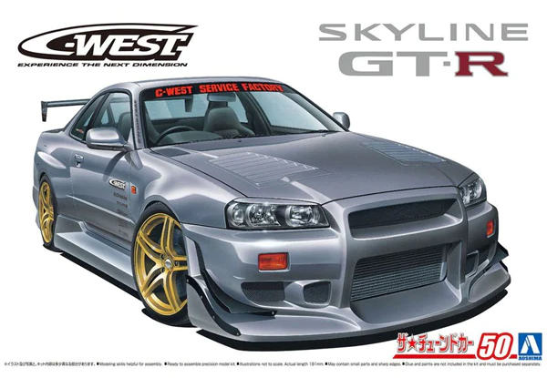 1:24 Сборная модель Nissan Skyline R34 GT-R C-West - 06149