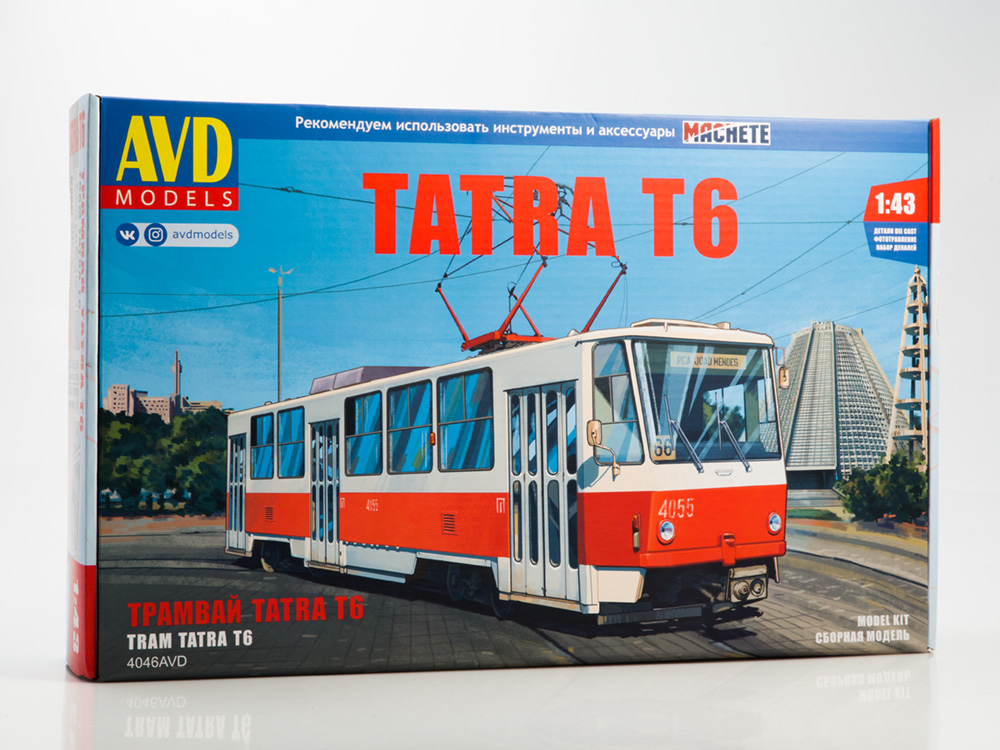 1:43 Сборная модель Трамвай Tatra-T6 - 4046AVD