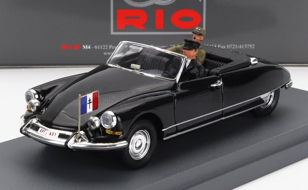 1:43 CITROEN Ds19 Cabriolet Personal Car General Charles De Gaulle Visit Djibuti (1959), Black - 4212/2P