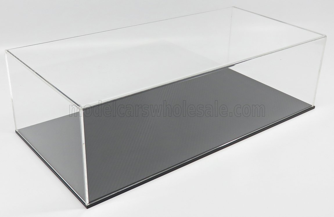 1:12 VETRINA DISPLAY BOX Stuttgart Base Effetto Fibra Di Carbonio Nera - Carbon Fiber Effect Base Black - Lungh.lenght Cm 52.0 X Largh.width Cm 25.0 X Alt.height Cm 15.0 (altezza Interna Cm 14.3), Plastic Display - ATL10312