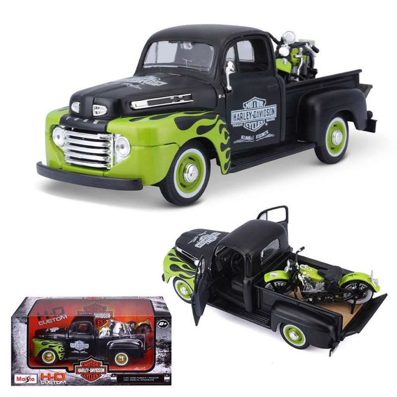 1:24 FORD F-1 Pickup (1948) + HARLEY DAVIDSON FL Panhead (1948), black/green - 32171G