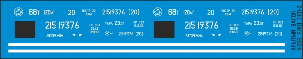 1:87 Декаль для вагона 11-066 РФ (SNP01) - DZD007b