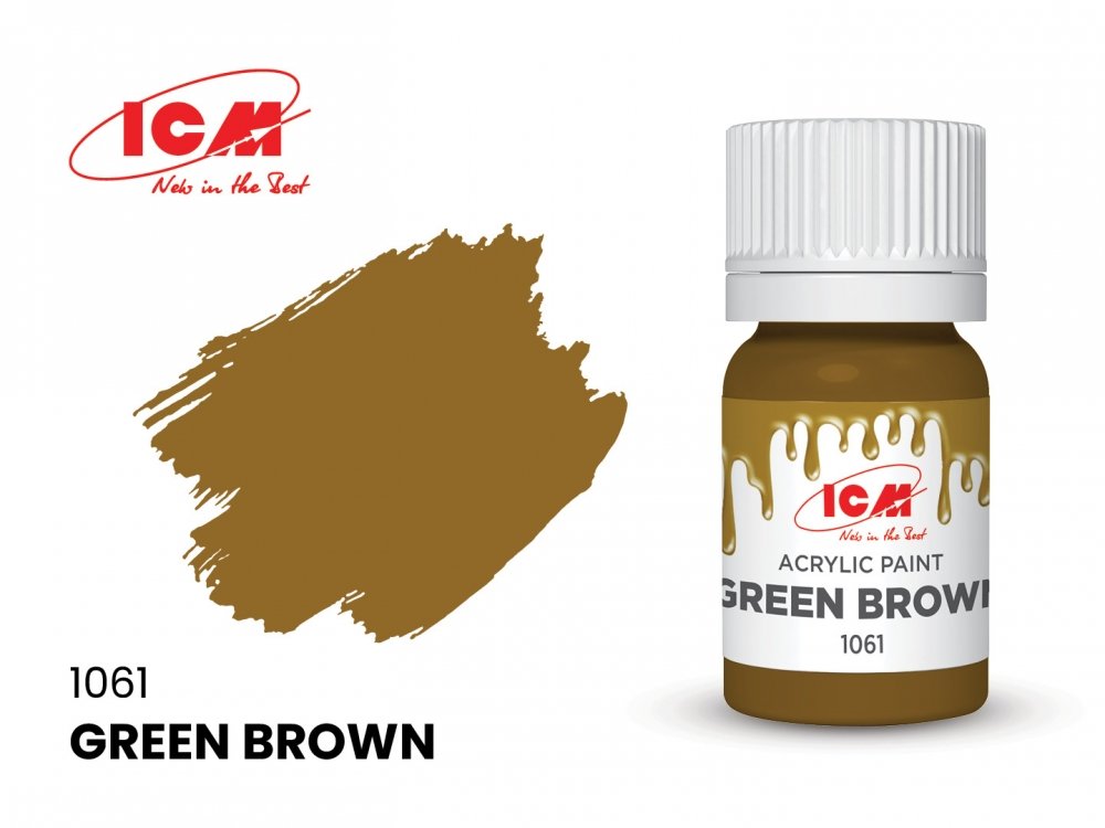 Краска для творчества, 12 мл, цвет Зелено-коричневый(Green Brown) - C1061