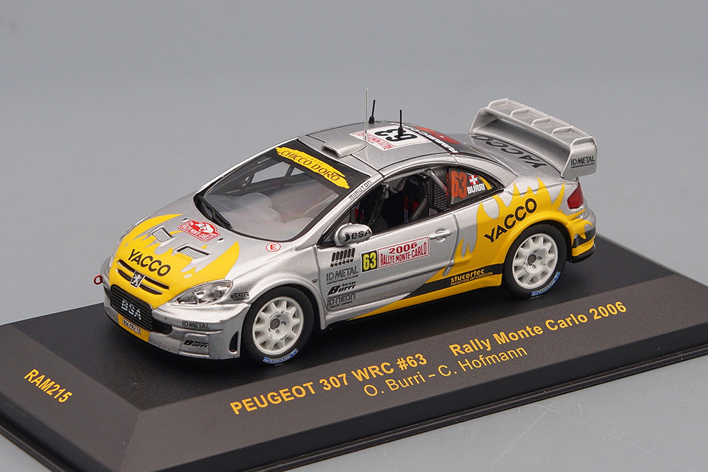 1:43 PEUGEOT 307 WRC 63 O.Burri-C.Hofmann Rally Monte Carlo 2006, silver - RAM215