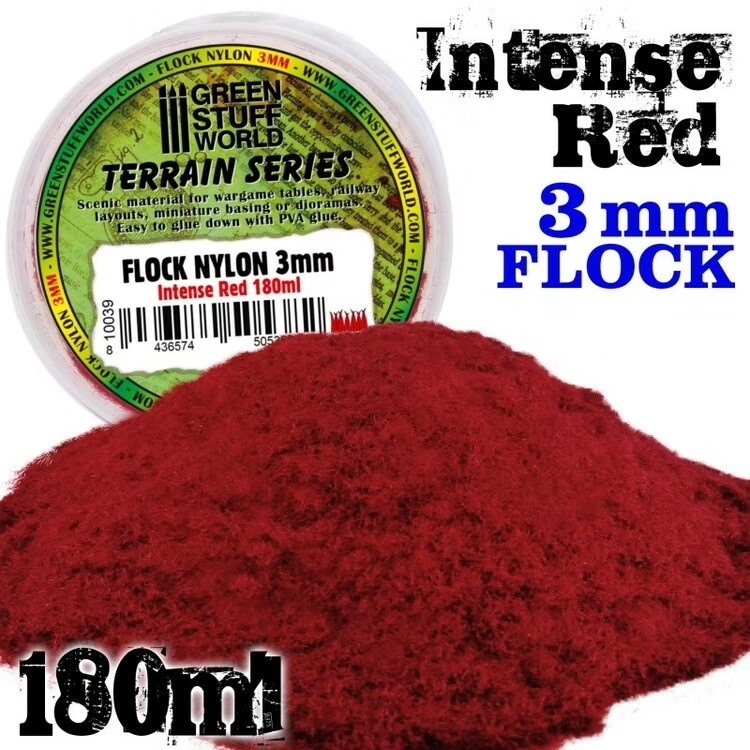 Красная трава, 3 мм - 180 мл. / Static Grass Flock 3 mm - Intense Red - 180 ml - 10039