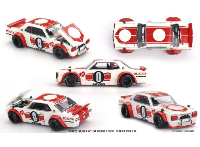 1:64 NISSAN Skyline GT-R (KPGC10) Kaido Works V2 (1969), white/red - MGTKHMG211