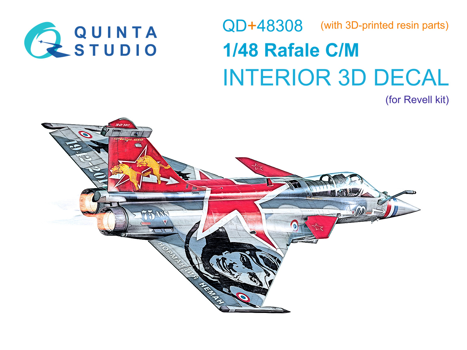 1:48 3D Декаль интерьера кабины Dassault Rafale C/M (Revell) (с 3D-печатными деталями) - QD+48308