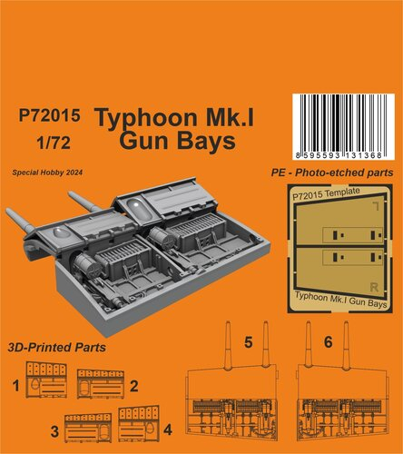 1:72 Typhoon Mk.I Оружейные отсеки / Gun Bays (For Airfix Kit) - P72015