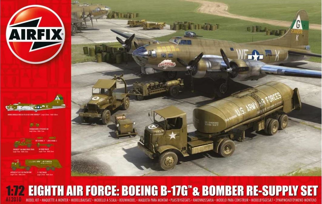 1:72 Сборная модель Eighth Air Force: Boeing B-17G & Bomber Re-Supply Set - A12010