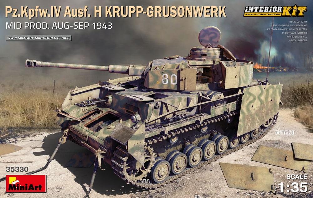 1:35 Сборная модель Немецкий танк Pz.Kpfw.IV Ausf.H Krupp-Grusonwerk с интерьером. Август-сентябрь 1943 г. - 35330