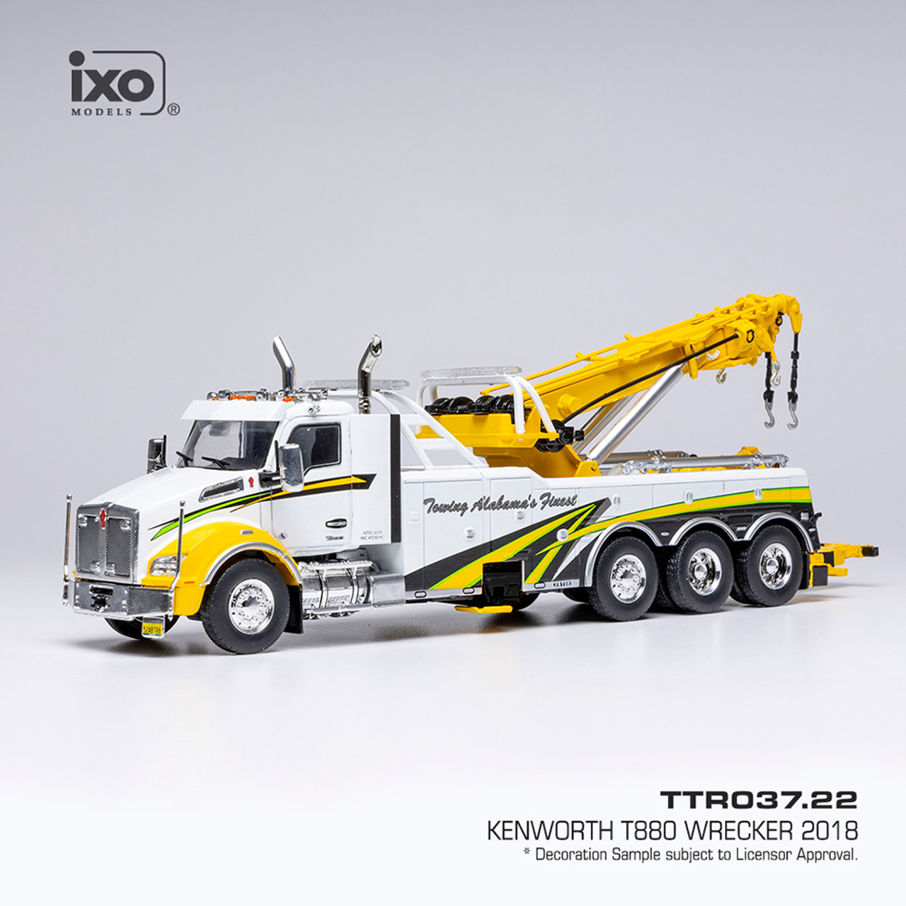 1:43 KENWORTH T880 эвакуатор (2018), White/Yellow - TTR037