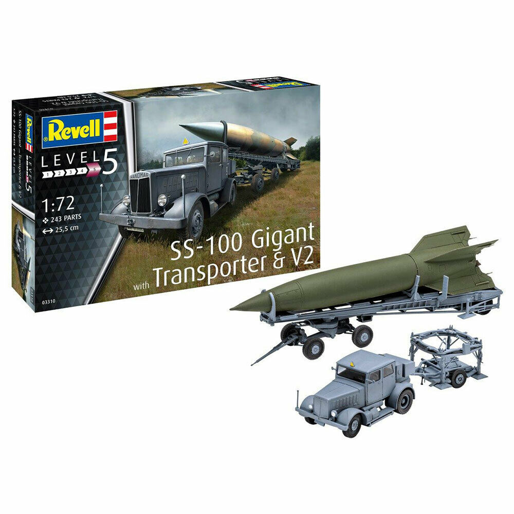 1:72 Сборная модель Военная техника SS-100 Gigant with Transporter & V2 - 03310