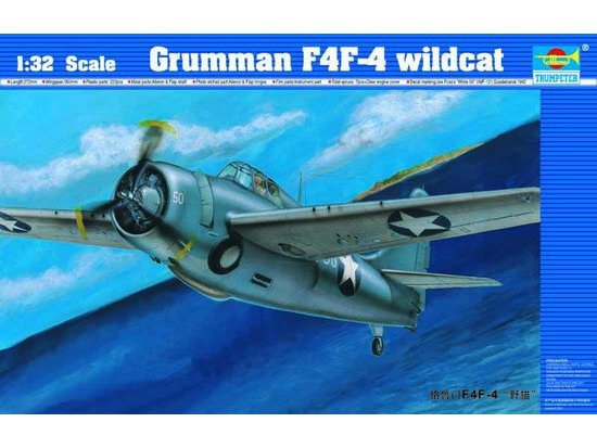 1:32 Сборная модель Американский истребитель-бомбардировщик Grumman F4F-4 Wildcat - 02223